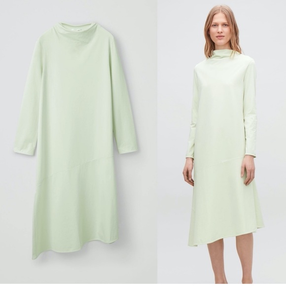cos mint green dress COS Oversized Linen Midi Shirt Dress